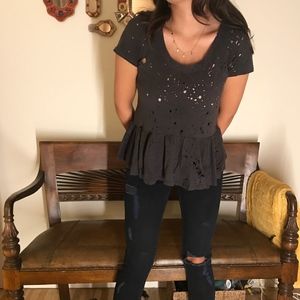 Urban Outfitters Destroyed Peplum Top